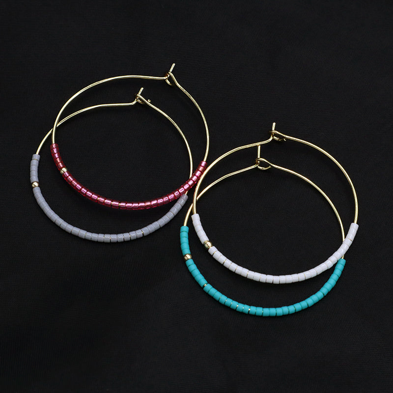 Various Corlor Handmade Wholesale Custom China Factory Hoop Earrings Jewelry Gold Plated Miyuki Beads Earrings For Women Gift