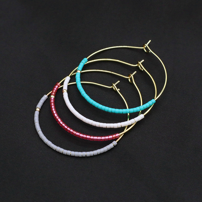 Various Corlor Handmade Wholesale Custom China Factory Hoop Earrings Jewelry Gold Plated Miyuki Beads Earrings For Women Gift