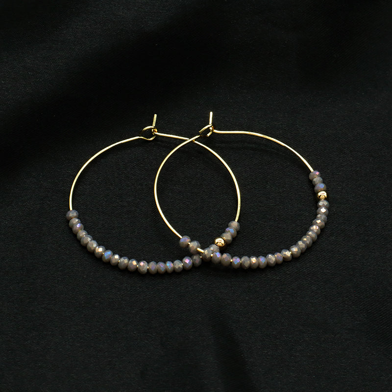 China Factory Various Corful Handmade Wholesale Custom Hoop Earrings Women Gift Jewelry Gold Plated Glass Crystal Earrings