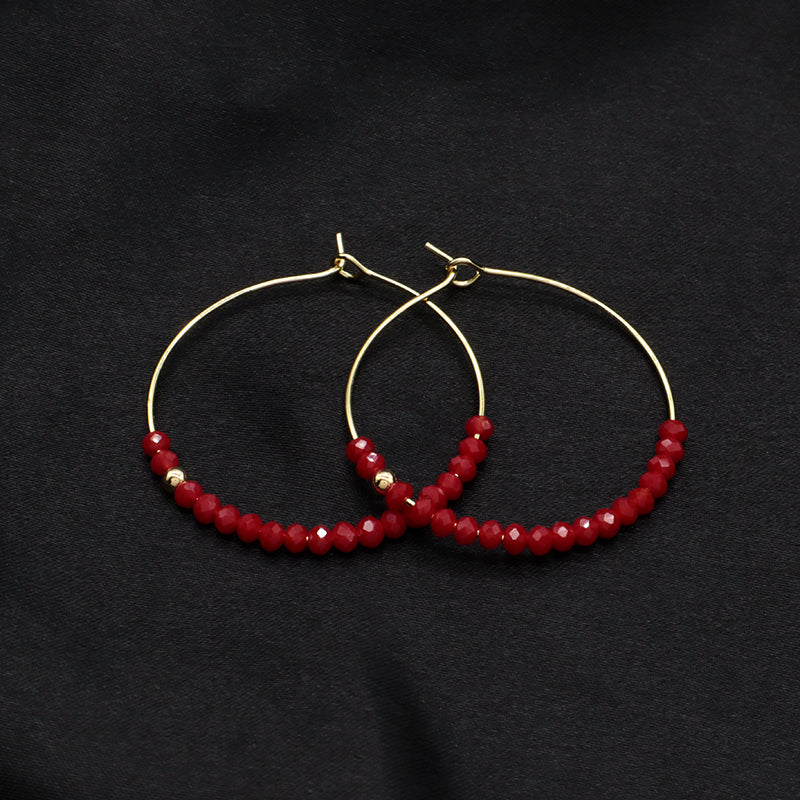 China Factory Various Corful Handmade Wholesale Custom Hoop Earrings Women Gift Jewelry Gold Plated Glass Crystal Earrings