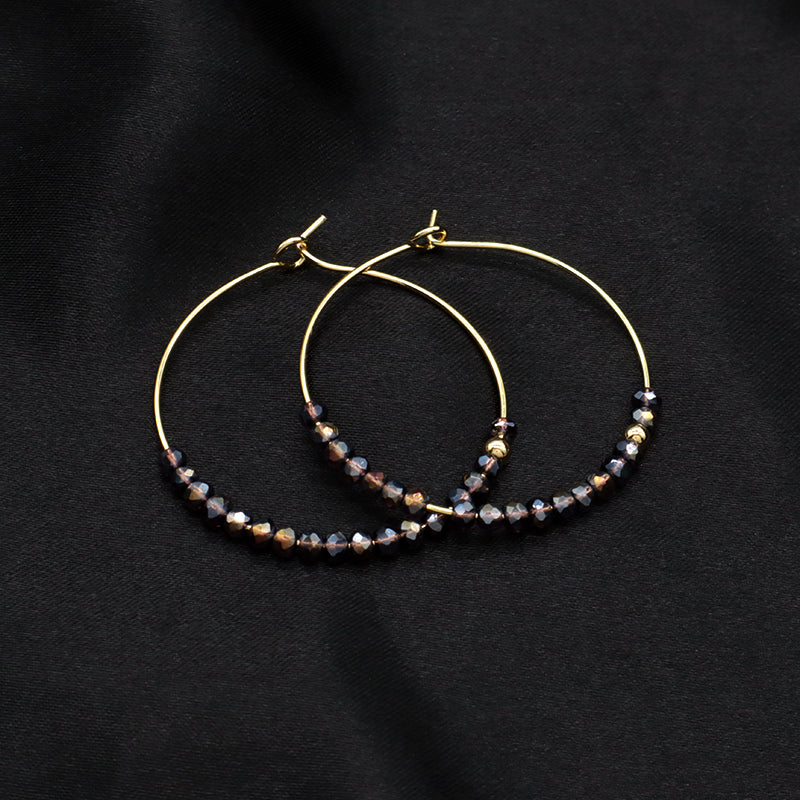 China Factory Various Corful Handmade Wholesale Custom Hoop Earrings Women Gift Jewelry Gold Plated Glass Crystal Earrings