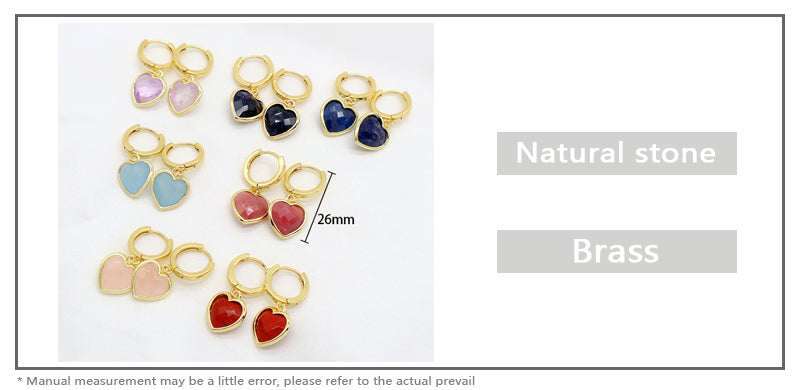 Natural Stone Heart Hoop Earrings