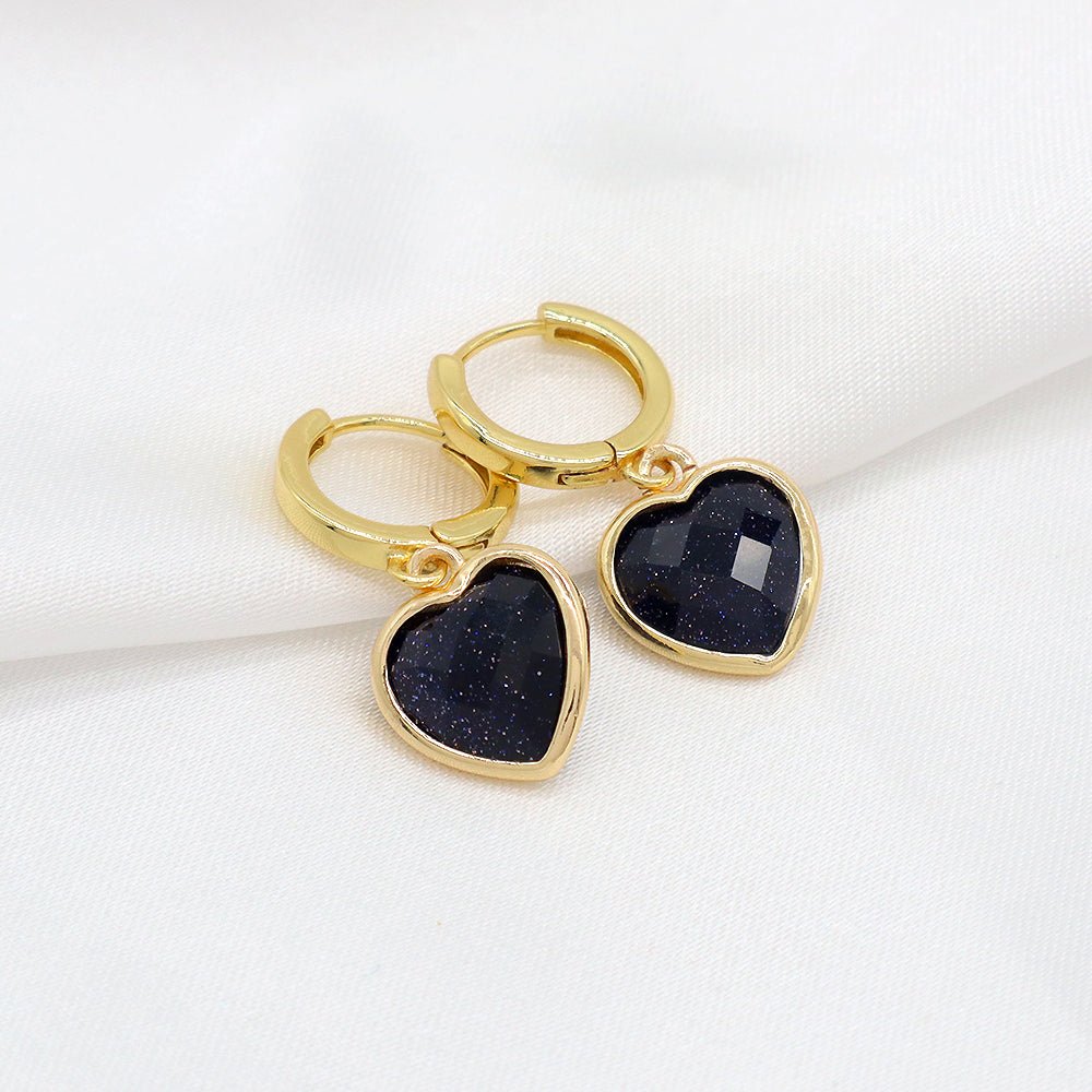 Natural Stone Heart Hoop Earrings