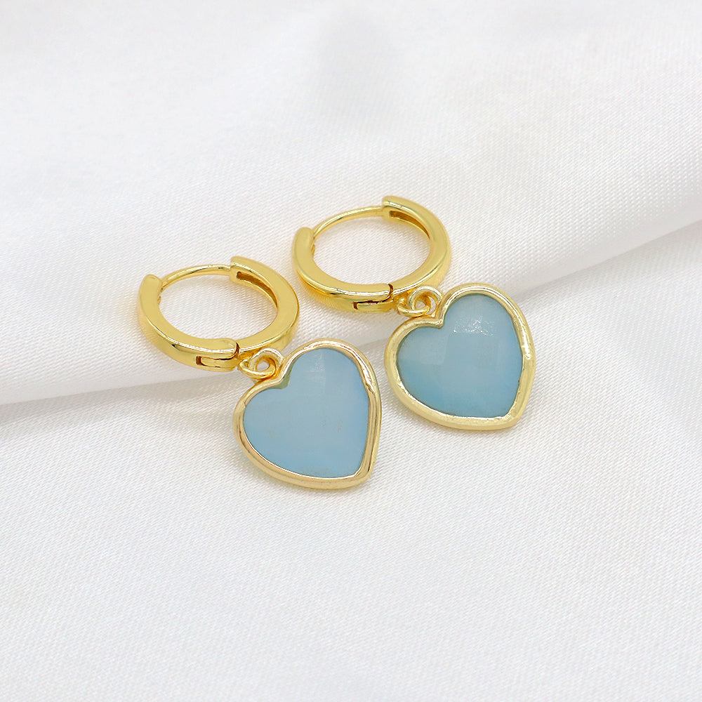 Natural Stone Heart Hoop Earrings