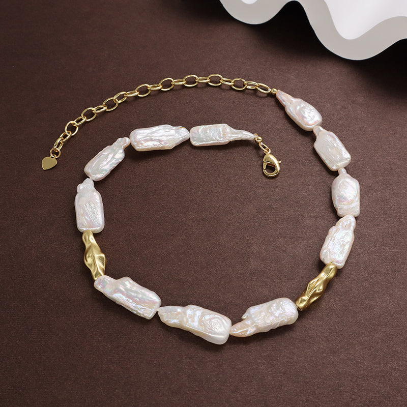 Wholesale Handmade China Factory Fashionable Custom Gold Plated Brass Natural Freshwater Pearl Choker Necklace For Women Gift