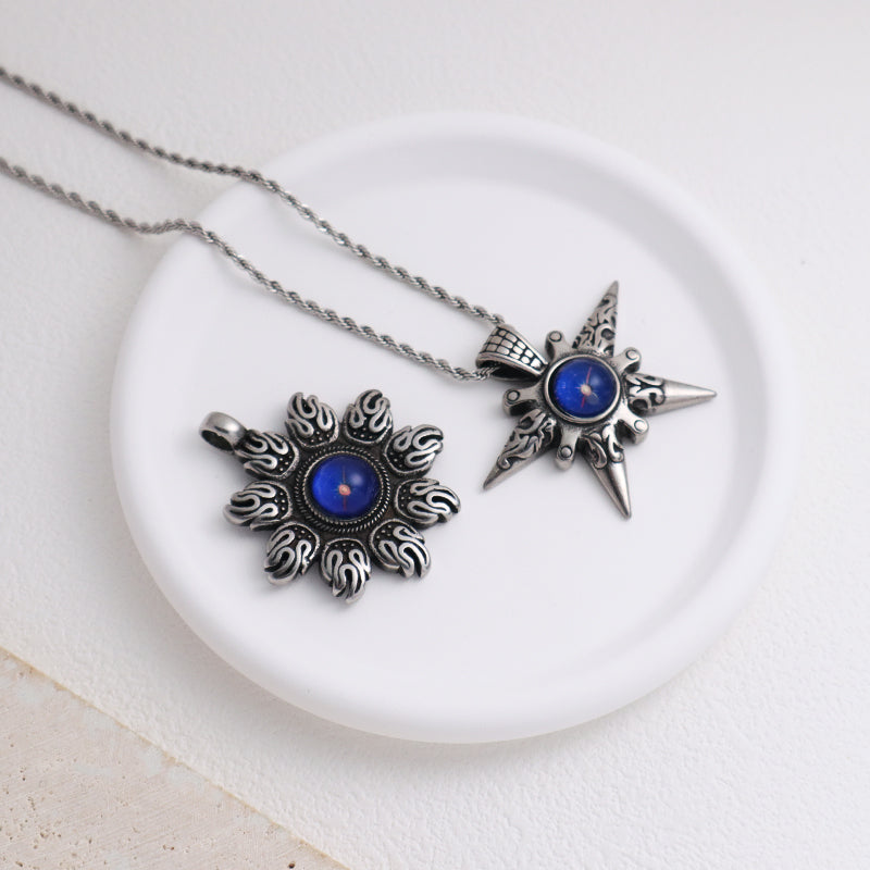 New Arrival Factory Wholesale Fashionable Custom Jewelry No Tarnish Stainless Steel Sun Star Pendant Necklace For Men Women