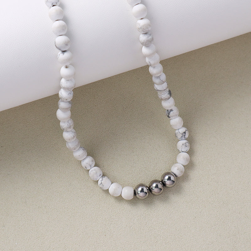 Manufacture China Factory Wholesale Fashion OEM Handmade Custom 6mm Howlite Natural Stone Beads Necklace For Men Women Jewelry