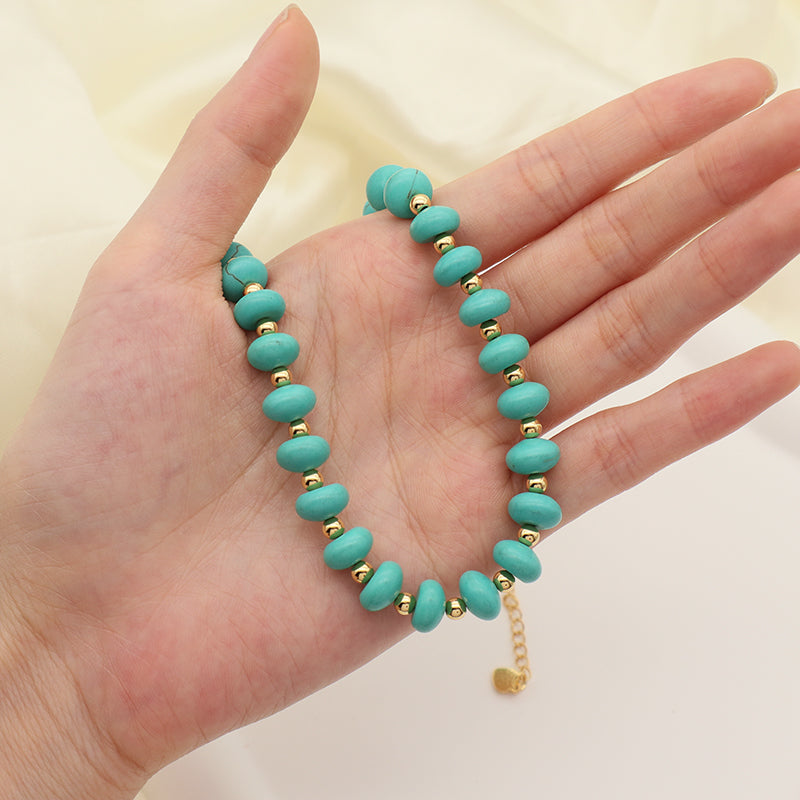 Hot Selling OEM China Factory Wholesale Fashion Gift Handmade Custom Gold Plated Blue Natural Stone Beads Necklace For Women