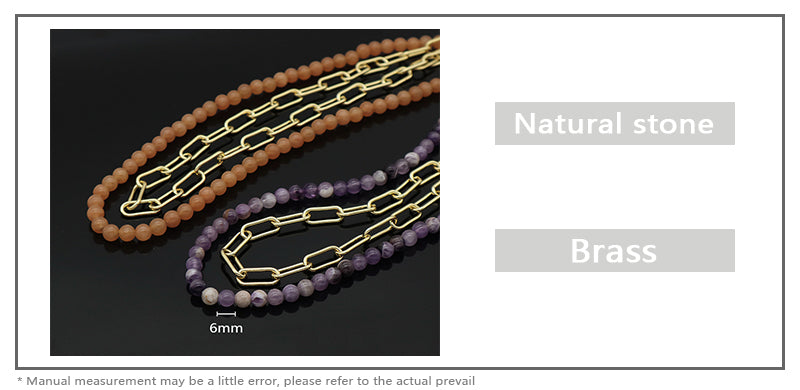 Wholesale New Custom OEM Fashion Women OT Claslp Handmade Custom Brass Chain 6mm Healing Natural Stone Beads Pendant Necklace