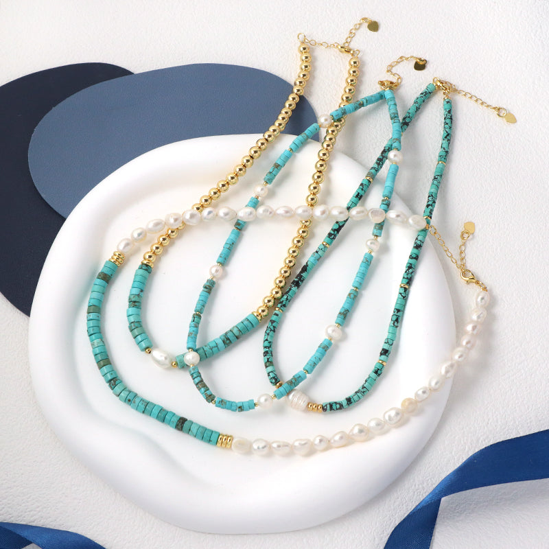 Newest Custom Fashionable OEM Wholesale Handmade Gold Plated Fresh Water Pearl Pendant Natural Stone Beads Necklace For Women