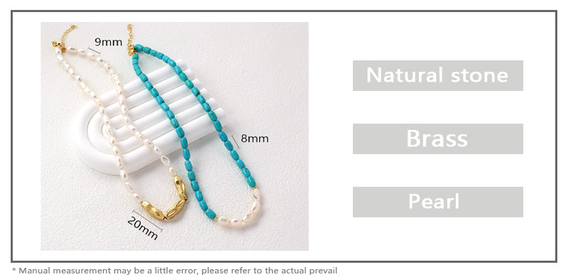 Wholesale OEM China Factory Fashion Handmade Custom Gold Plated Fresh Water Pearl Blue Natural Stone Beads Necklace For Women