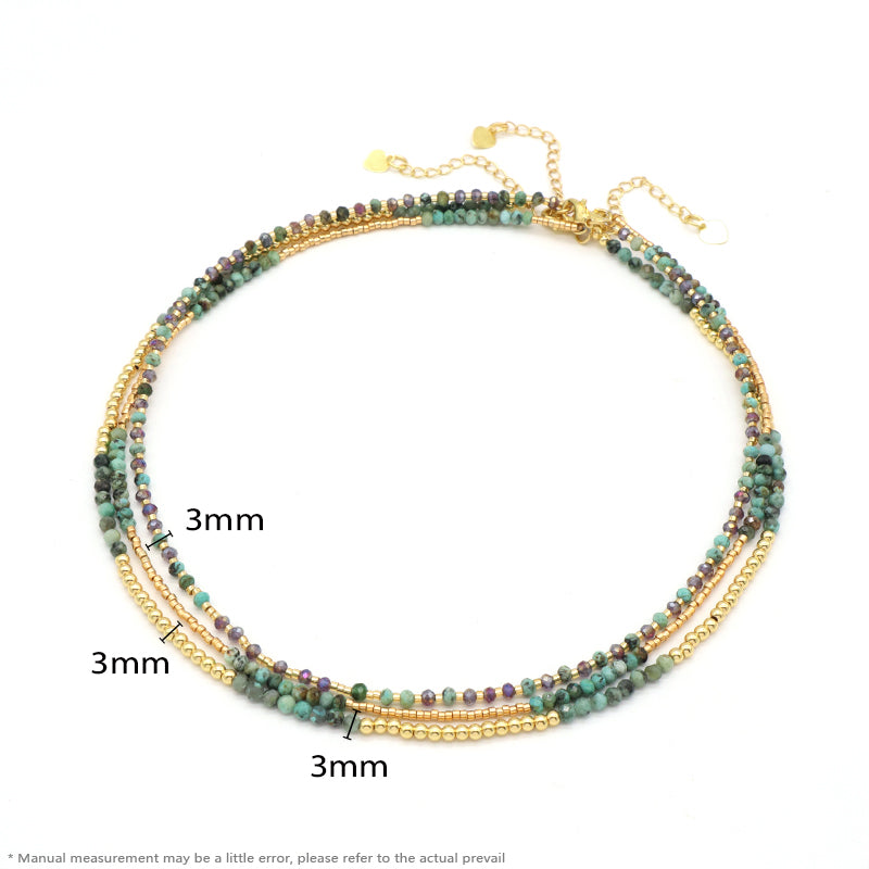 OEM Manufacture Factory Wholesale Handmade Custom Gold Plated Glass Crystal Natural Stone Africa Turquoise Beads Miyuki Necklace
