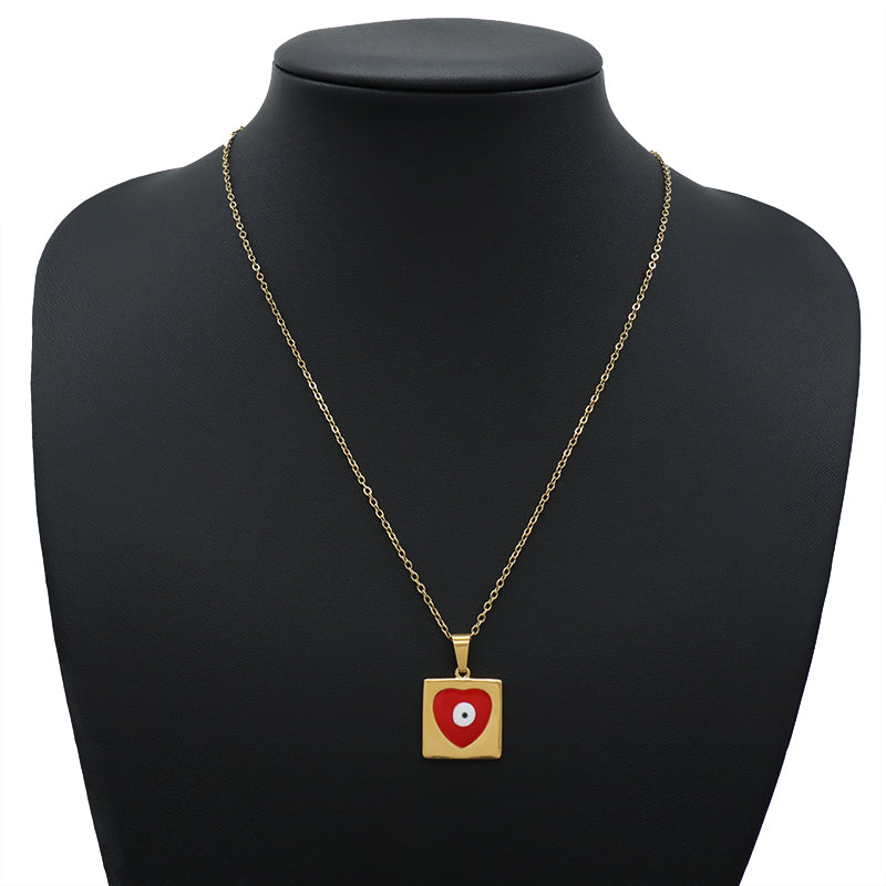 Newest Custom Wholesale Heart Enamel Pendant Jewelry Gift stainless steel chain Gold Plated Necklace For Women