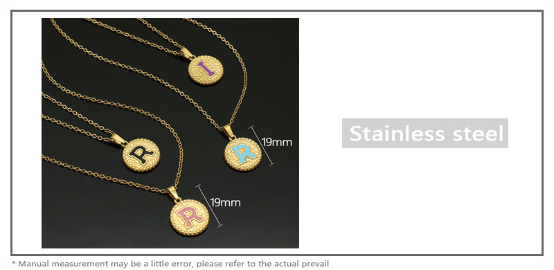 Newest Custom Wholesale Fashion Enamel Pendant Custom Factory Wholesale Ajustable Letter Pendant Stainless Steel Necklace