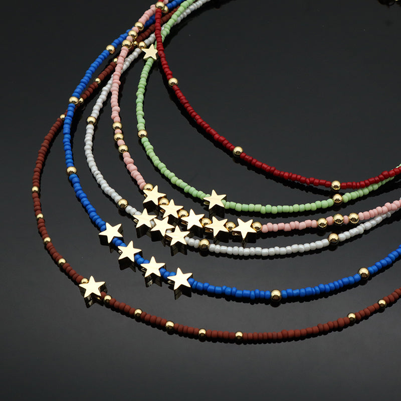 Various OEM Wholesale China Factory Handmade Customized Seed Beads Gold Plated Star Pendant Charm Necklace For Women Gift