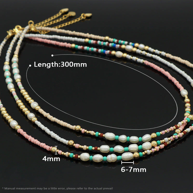 Handmade OEM Newest Custom Wholesale Fashion Pendant Jewelry Gift Seed Beads Necklace Gold Plated Fresh Water Pearl Necklace
