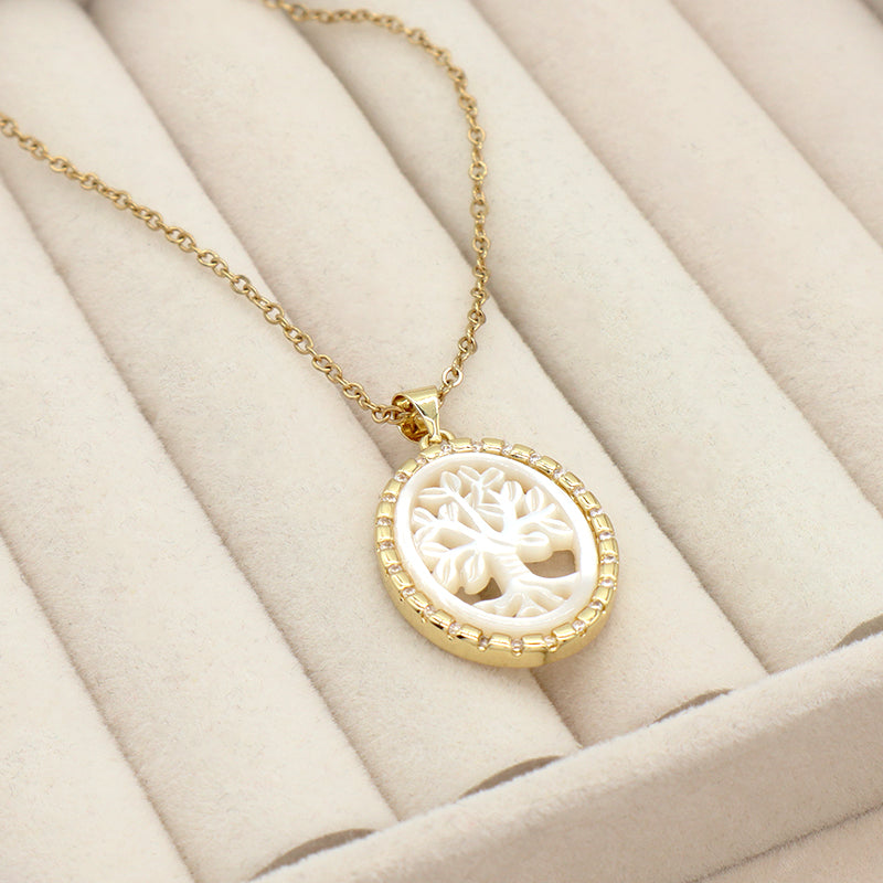 Factory New Fashion Factory Newest Custom Wholesale Fashion Shell Pendant Gold Plated Chain Jewelry Brass Chain necklace