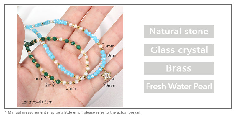 Wholesale Customized Handmade OEM China Factory Women Gold Plated Glass Crystal Beads Fresh Water Pearl Natural Stone Necklace