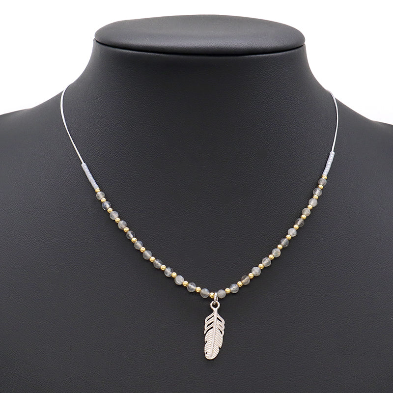 OEM China Factory Handmade Trendy Customized Wholesale Gold Plated Natural Stone Beads 925 Sterling Silver Pendant Necklace