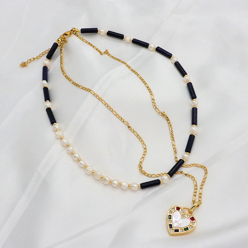 Custom Wholesale Handmade Trendy Manufacture Gold Plated Fresh Water Pearl Natural Stone Beads Necklace