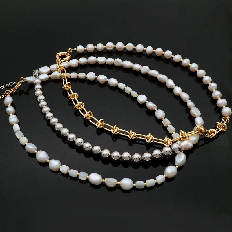 Wholesale Newest Design Necklace jewelry Women Gold plated Brass Gold plated Fresh Water Pearl Necklace