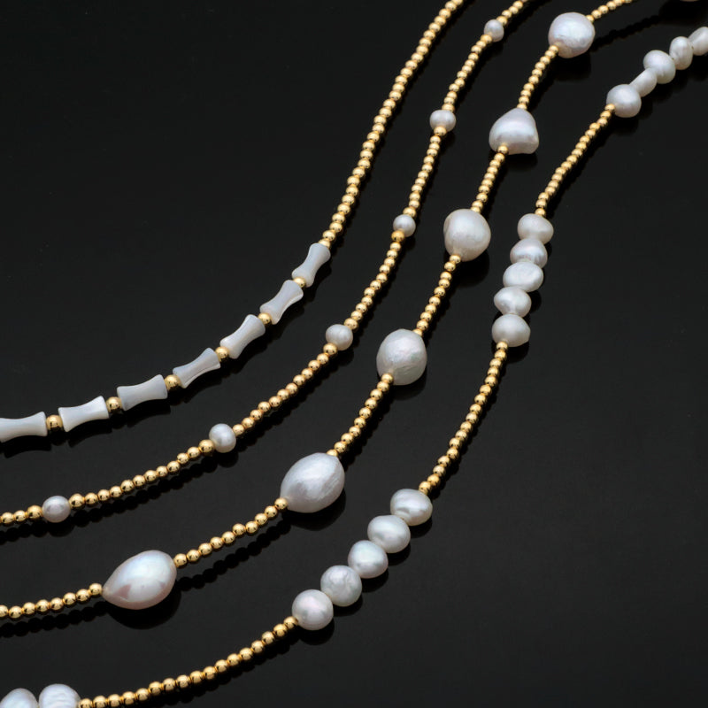 Fashionable Women Manufacture Factory Custom Jewelry Gold plated Brass Beads Necklace With Fresh Water Pearl Necklace For Women
