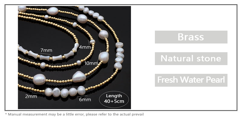 Fashionable Women Manufacture Factory Custom Jewelry Gold plated Brass Beads Necklace With Fresh Water Pearl Necklace For Women