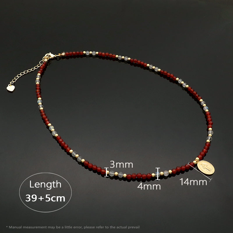 Customized OEM Factory Women Handmade Ajustable Handmade Gold Plated 925 Sterling Silver Natural Stone Bead Pendant Necklace