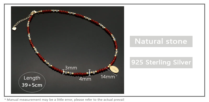 Customized OEM Factory Women Handmade Ajustable Handmade Gold Plated 925 Sterling Silver Natural Stone Bead Pendant Necklace