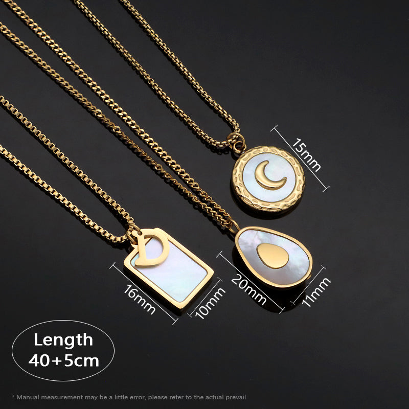 Newest Design Customized Factory Wholesale Fashion Gold Plated Chain Stainless Steel Chain Jewelry Shell Pendant Necklace