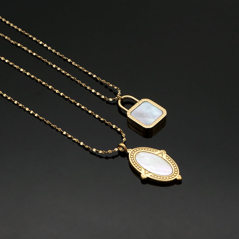 Customized Wholesale Factory Newest Design Fashion Gold Plated Chain Stainless Steel Chain Jewelry Shell Pendant Necklace