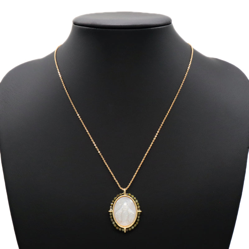 Fashion Design Customized Wholesale Gold Plated Chain Brass Chain Jewelry Natural Stone Beads Shell Pendant Necklace