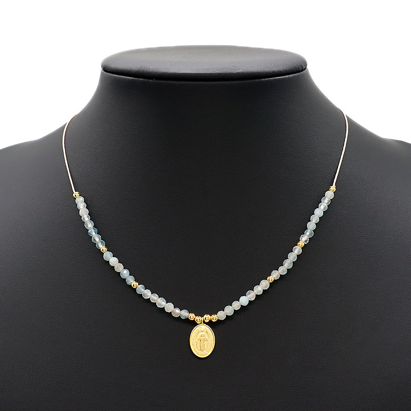 Newest Design Handmade Jewelry Set Women Gold Plated Natural Stone Beads Necklace Bracelet With 925 Sterling Silver Charms