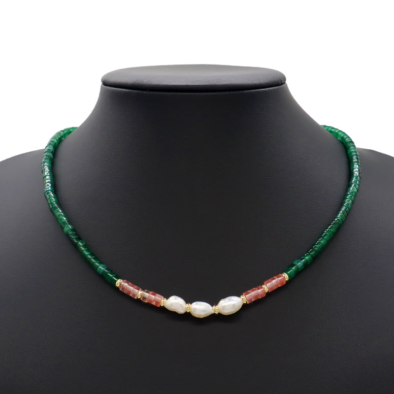 Newest Design Wholesale Factory Adjustable Handmade Natural Stone Necklace Fresh Water Pearl Necklace For Women