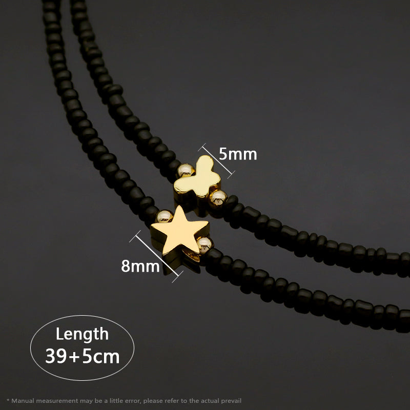 Newest Custom Wholesale Fashion Handmade Gold Plated Brass Butterfly Stars Charm Jewelry Gift Seed Beads Necklace