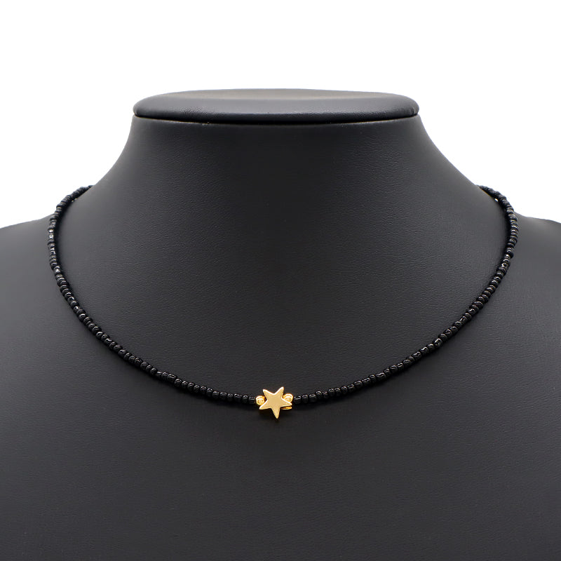 Newest Custom Wholesale Fashion Handmade Gold Plated Brass Butterfly Stars Charm Jewelry Gift Seed Beads Necklace