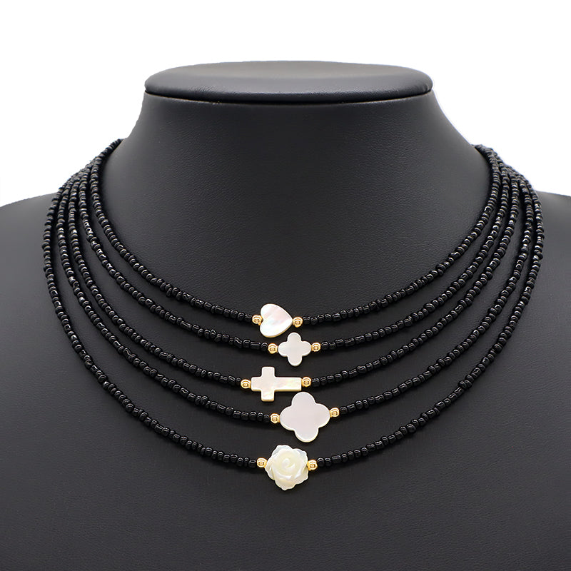 Wholesale OEM China Factory Fashion Handmade Custom Gold Plated Shell Charm Jewelry Seed Beads Necklace