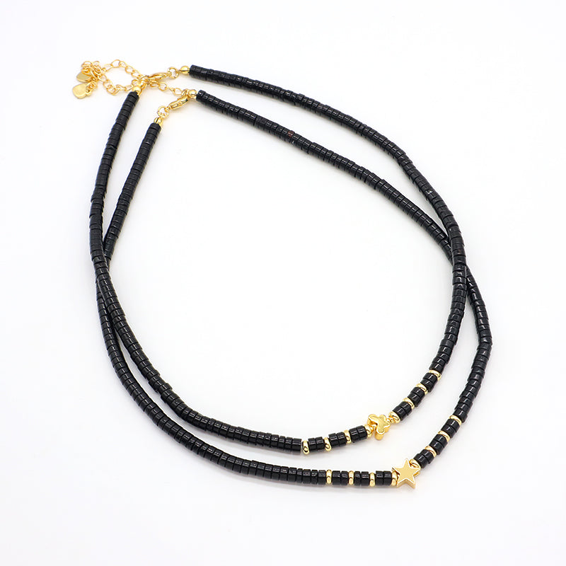 New Design Wholesale Custom Fashion Handmade Manufacture Black Agate Natural Stone Beads Jewelry Necklace