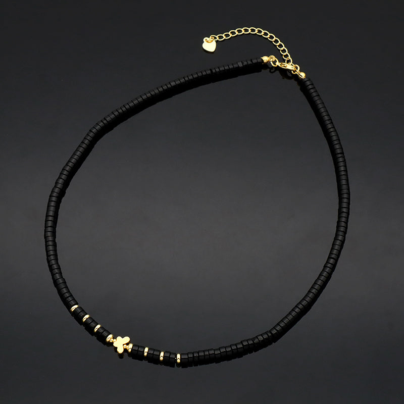 New Design Wholesale Custom Fashion Handmade Manufacture Black Agate Natural Stone Beads Jewelry Necklace