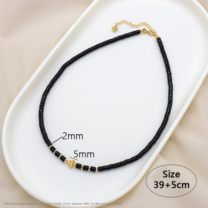 New Design Wholesale Custom Fashion Handmade Manufacture Black Agate Natural Stone Beads Jewelry Necklace