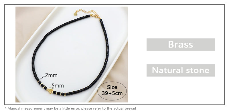 New Design Wholesale Custom Fashion Handmade Manufacture Black Agate Natural Stone Beads Jewelry Necklace