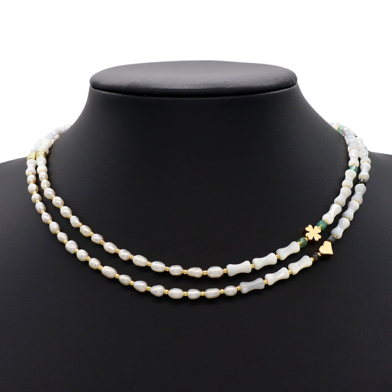 New Simple Design Wholesale Custom Trendy Handmade Manufacture Natural Stone Beads Jewelry Fresh Water Pearl Necklace