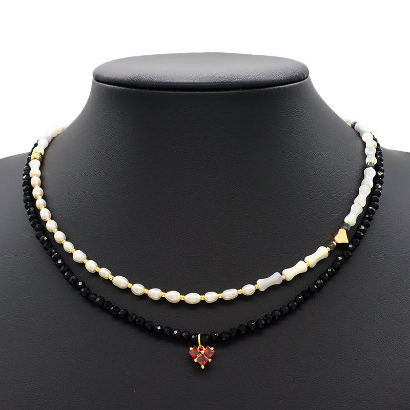 New Simple Design Wholesale Custom Trendy Handmade Manufacture Natural Stone Beads Jewelry Fresh Water Pearl Necklace