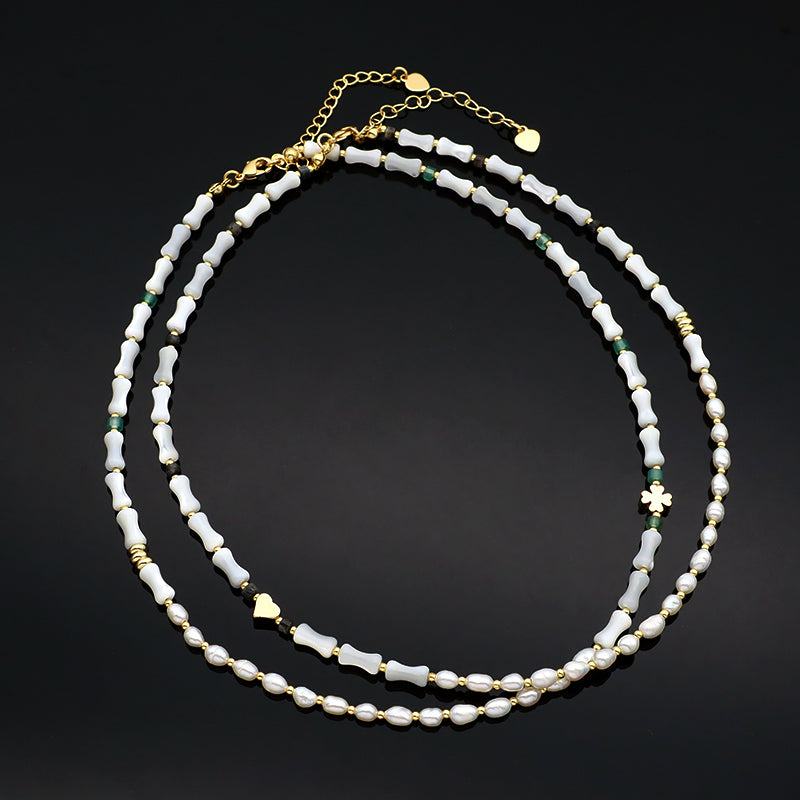 New Simple Design Wholesale Custom Trendy Handmade Manufacture Natural Stone Beads Jewelry Fresh Water Pearl Necklace