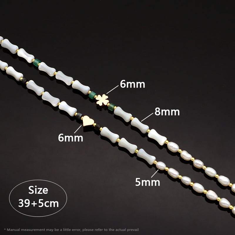 New Simple Design Wholesale Custom Trendy Handmade Manufacture Natural Stone Beads Jewelry Fresh Water Pearl Necklace