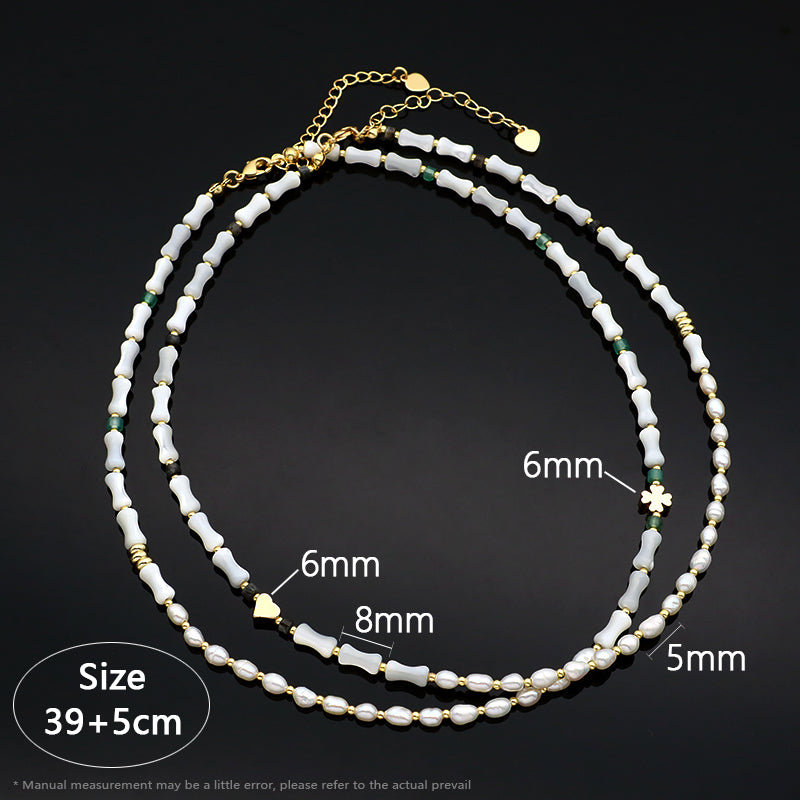 New Simple Design Wholesale Custom Trendy Handmade Manufacture Natural Stone Beads Jewelry Fresh Water Pearl Necklace