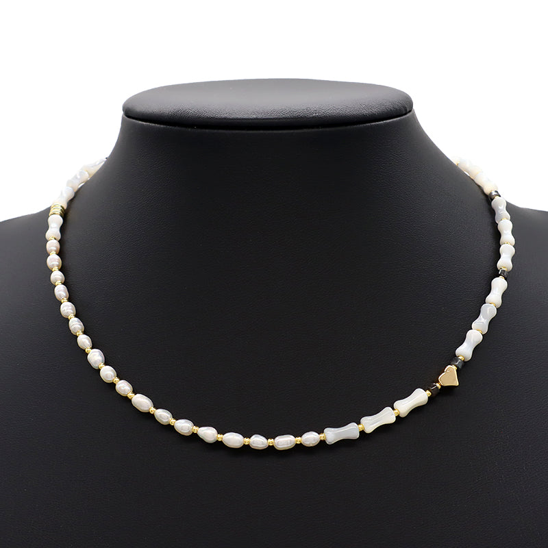 New Simple Design Wholesale Custom Trendy Handmade Manufacture Natural Stone Beads Jewelry Fresh Water Pearl Necklace