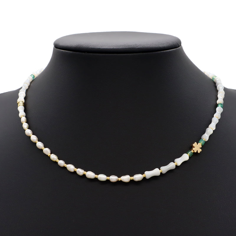 New Simple Design Wholesale Custom Trendy Handmade Manufacture Natural Stone Beads Jewelry Fresh Water Pearl Necklace