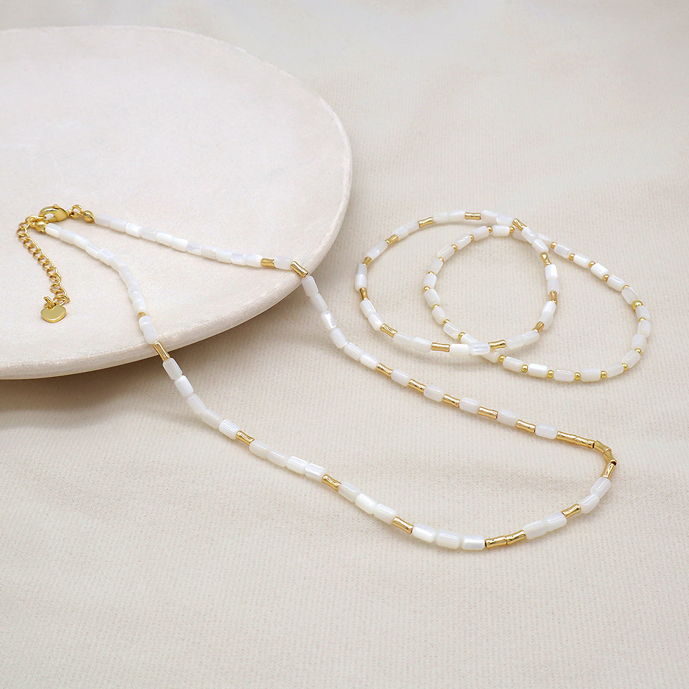 Natural Stone Shell Beads Jewelry Set Necklace