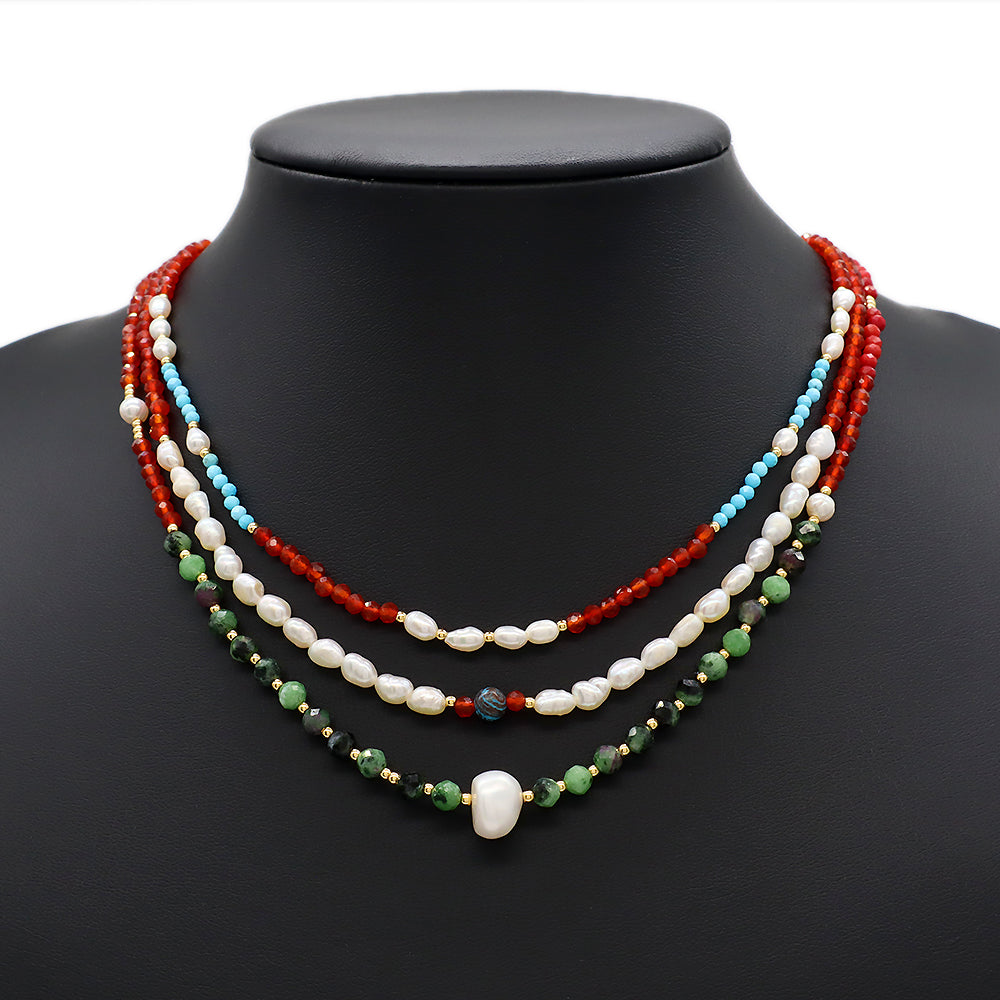 Natural Stone Fresh Water Pearl Handmade Necklace